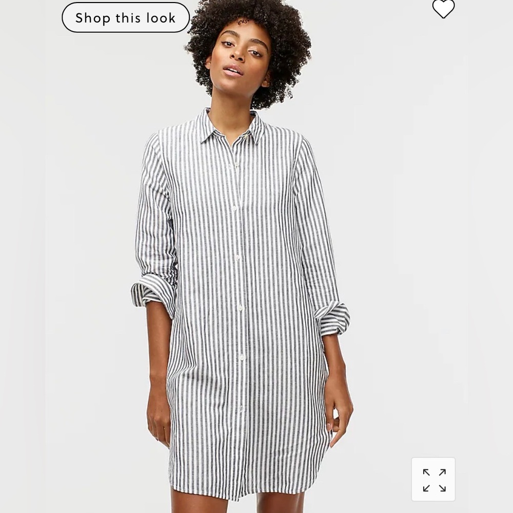 J Crew Linen-cotton beach shirt in stripe XS NWT